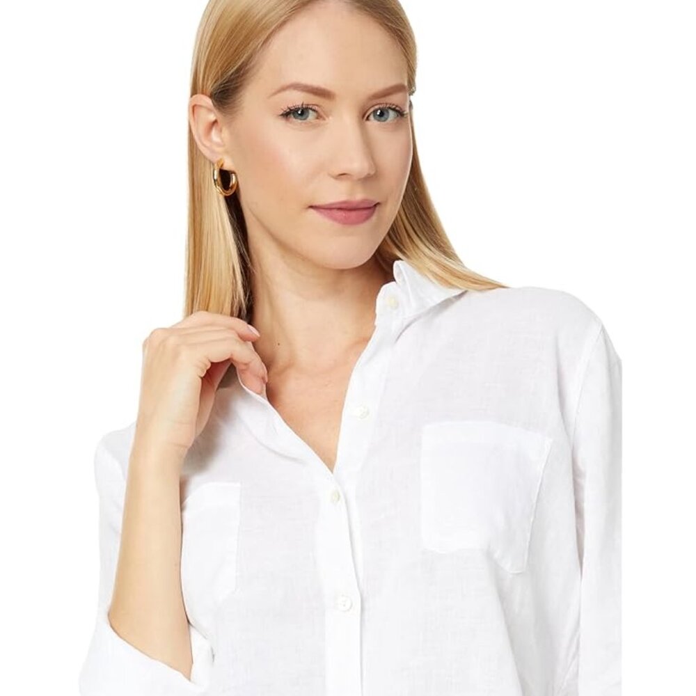 Lilly Pulitzer Sea View Linen Button Down Resort White NWT Size S